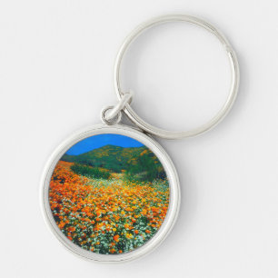 Porte-clés Pavots de Californie et fleurs sauvages Popcorn