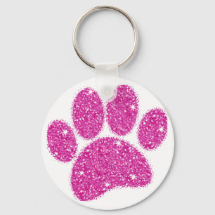 Porte-clés Pawprint de chien de Parties scintillant rose