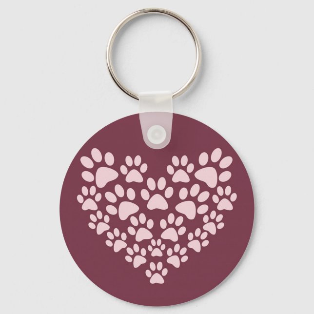 Porte-clés Pawprint Heart Button Keychain (Recto)