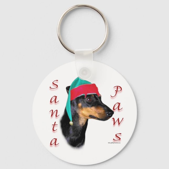 Porte-clés Paws de Manchester Terrier Père Noël (Recto)