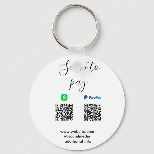 Porte-clés Paypal Cashapp scan pour payer QR ajouter le nom d (Recto)