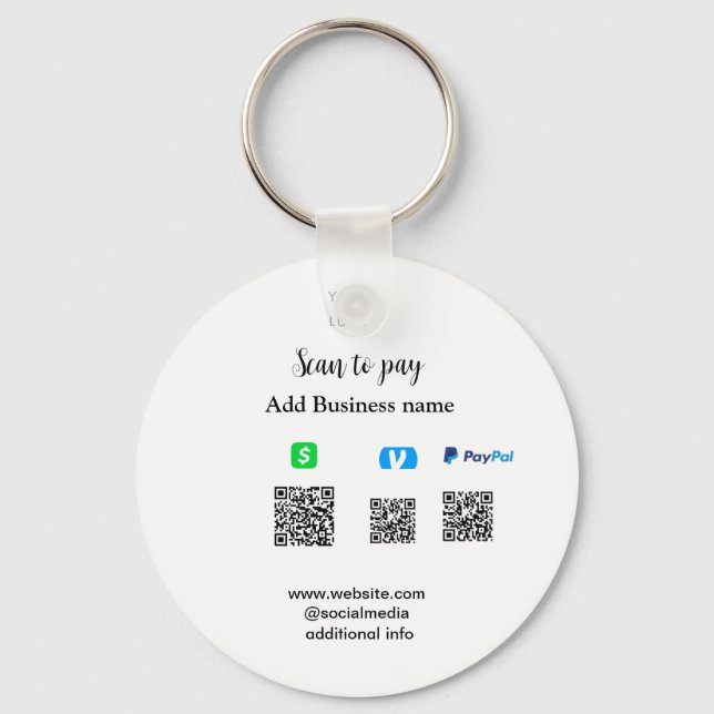 Porte-clés Paypal Cashapp venmo scan pour payer QR ajouter en (Recto)