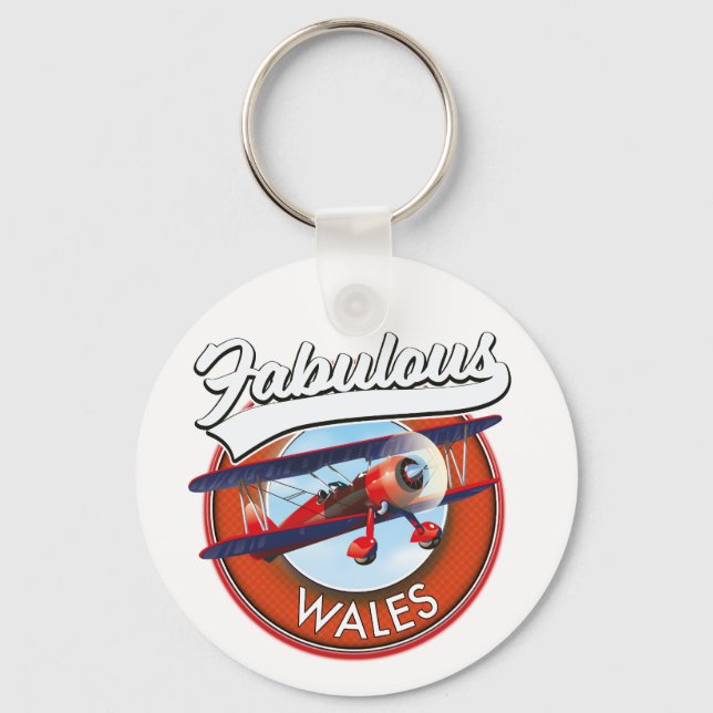 Porte-clés Pays de Galles fabuleux patch rétro de voyage (Recto)