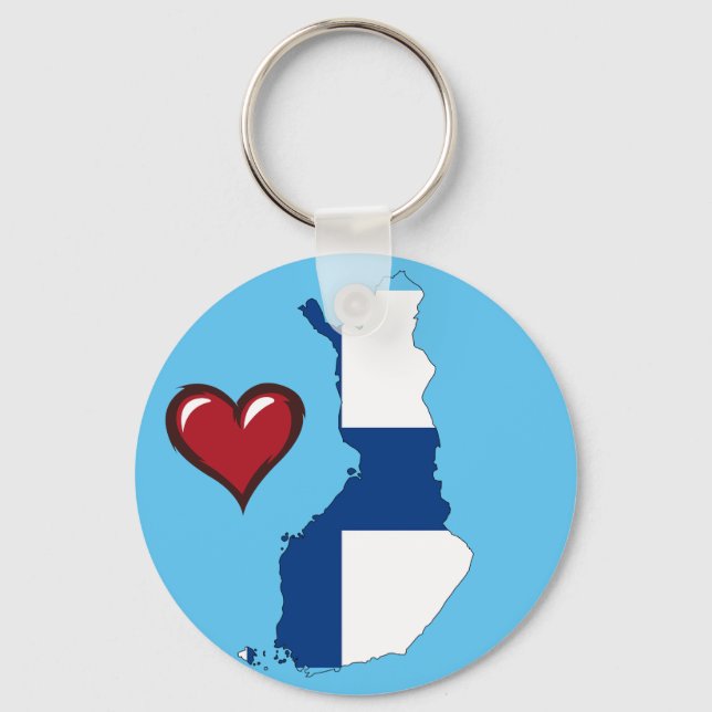 Porte-clés Pays de la Finlande coeur rouge (Recto)