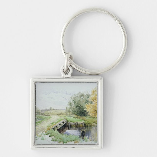 Porte-clés Paysage avec le pont au-dessus d'un courant (Devant)