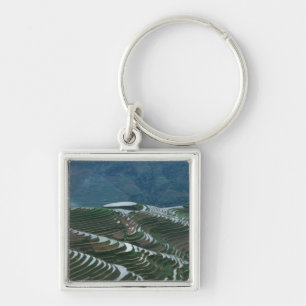 Porte-clés Paysage de rizières en terrasses dans la montagne,