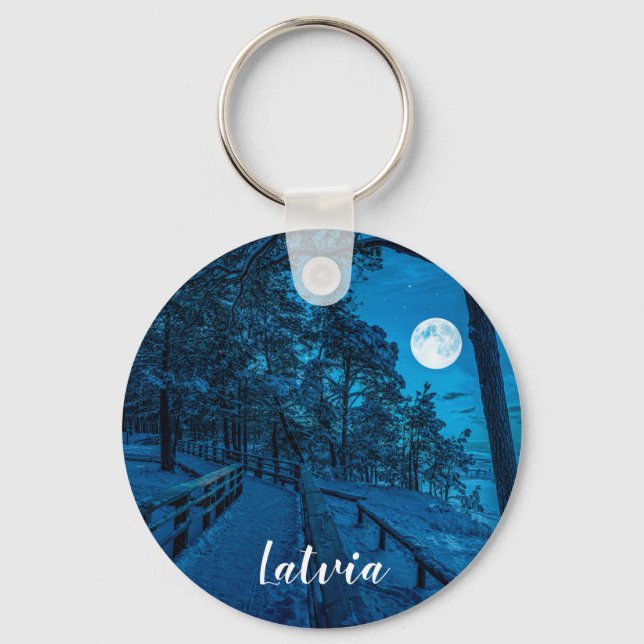 Porte-clés Paysage d'hiver avec pinède enneigée (Recto)