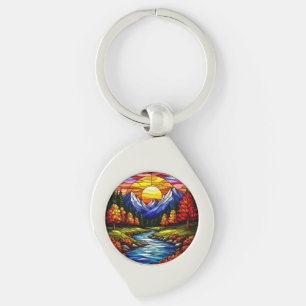 Porte-clés Paysage en Verre Coloré