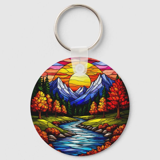 Porte-clés Paysage en Verre Coloré (Recto)