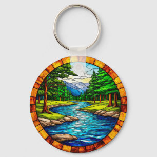 Porte-clés Paysage fluvial et forestier pittoresque