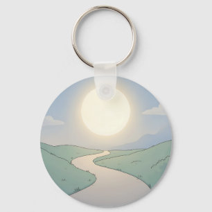 Porte-clés Paysage minimaliste de coucher de soleil sur une r