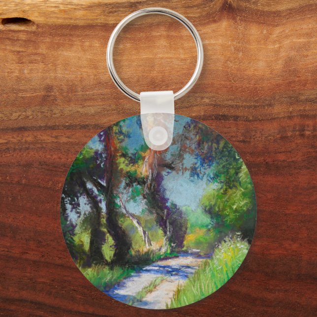 Porte-clés Paysage pastel d'oliveraie ensoleillée (Recto)
