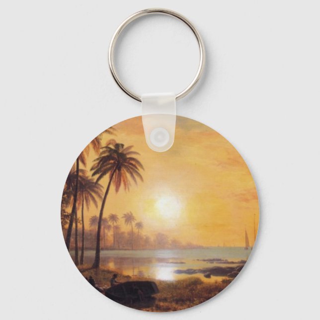 Porte-clés Paysage tropical avec bateaux de pêche par Biersta (Recto)