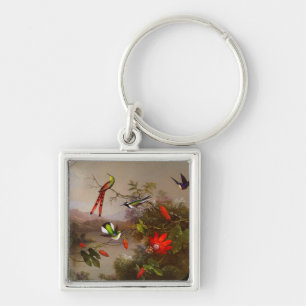 Porte-clés Paysage tropical avec dix colibris