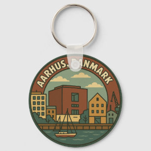 Porte-clés Paysage urbain d'Aarhus Danemark