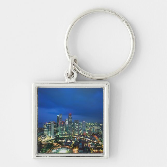 Porte-clés Paysage urbain de Singapour la nuit, Singapour (Devant)