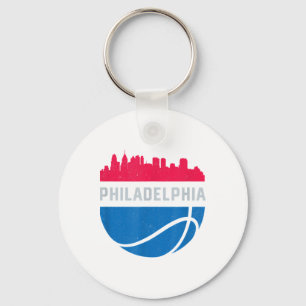Porte-clés Paysage urbain rétro de Philadelphie Pa Basket-bal