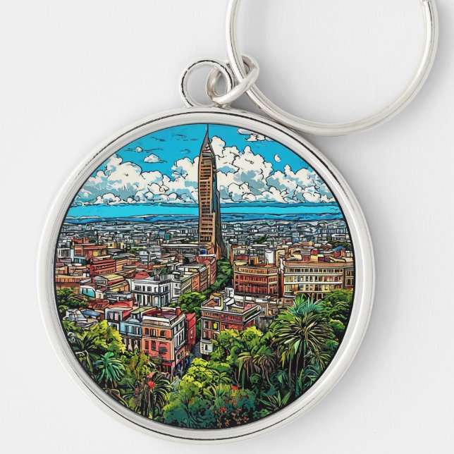 Porte-clés Paysage urbain vibrant avec gratte-ciel (Devant)