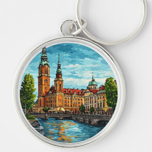 Porte-clés Paysage urbain vibrant de Stockholm
