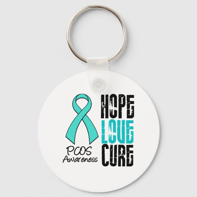 Porte-clés PCOS Hope Love Cure Ribbon (Recto)