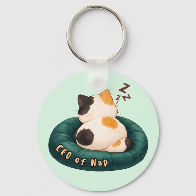 Porte-clés "PDG de Nap" Chat dormant sur le canapé (Recto)