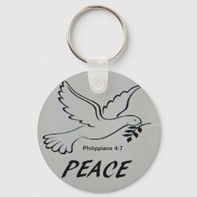 Porte-clés Peace Dove Key Chain with scripture (Recto)