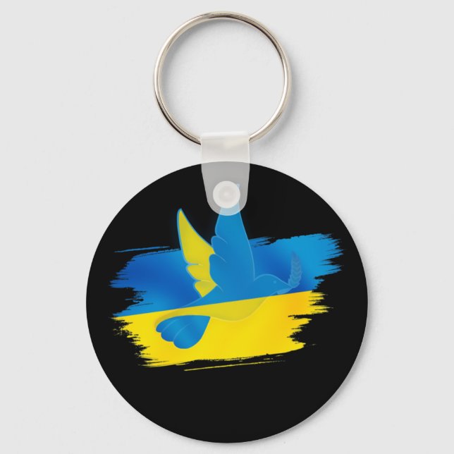 Porte-clés Peace dove ukraine flag blue and yellow (Recto)