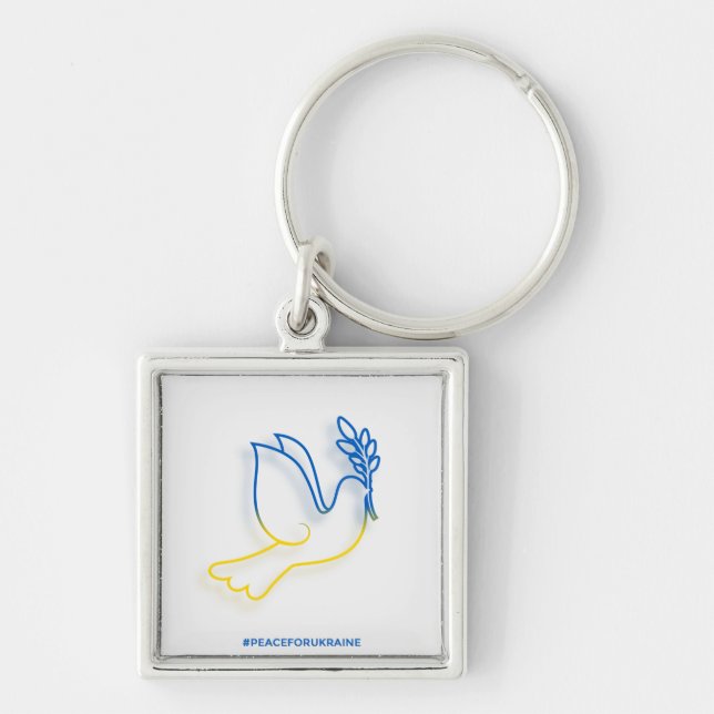 Porte-clés Peace for Ukraine Square Keychain (Devant)