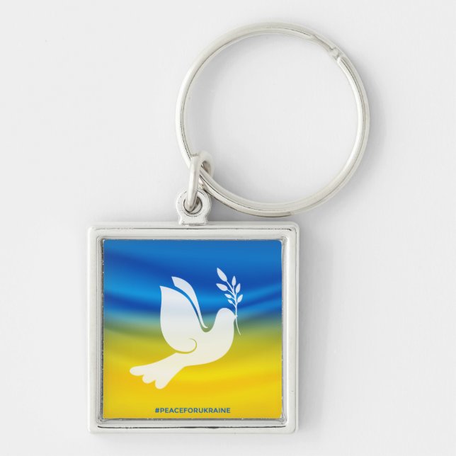 Porte-clés Peace for Ukraine Square Keychain (Devant)
