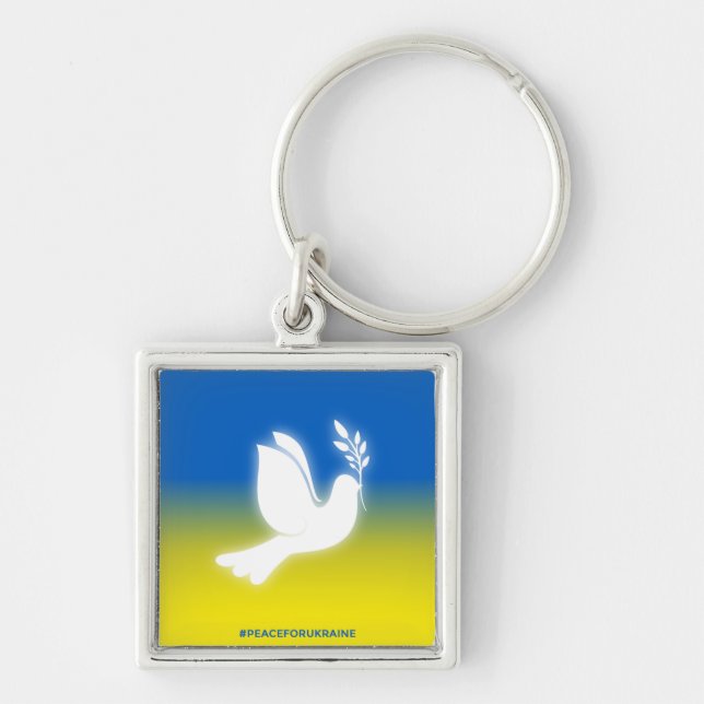 Porte-clés Peace for Ukraine Square Keychain (Devant)