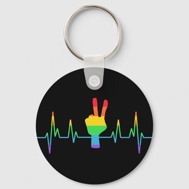 Porte-clés Peace Gay Hearbeat LGBT (Recto)