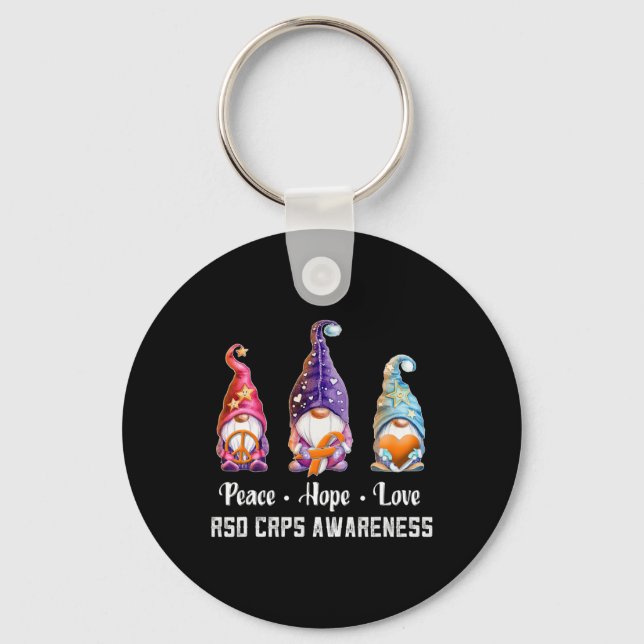 Porte-clés Peace Hope Love Gnomes Rsd Crps Sensibilisation (Recto)