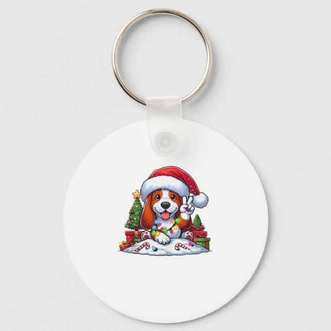 Porte-clés Peace Hound Hound Feux de Noël Chien Femmes (Recto)