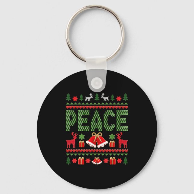 Porte-clés Peace I Come In Peace Couple Matching Ugly Christm (Recto)