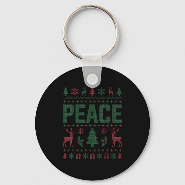 Porte-clés Peace I Come In Peace Couple Matching Ugly Christm (Recto)