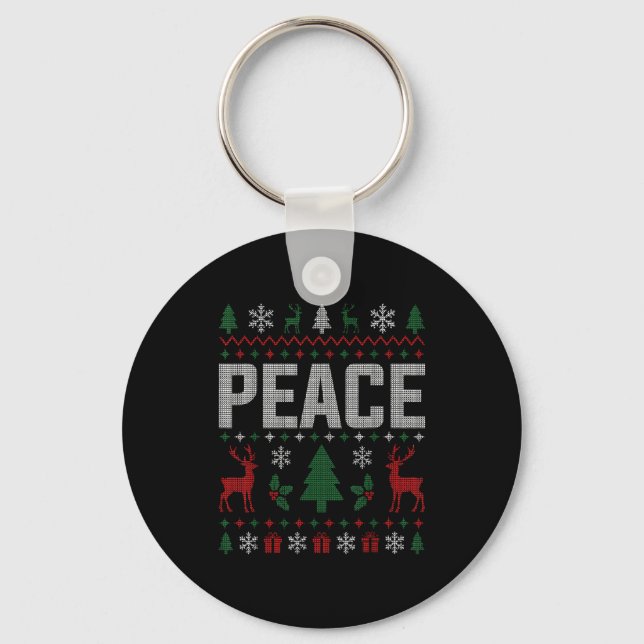 Porte-clés Peace I Come In Peace Couple Matching Ugly Christm (Recto)