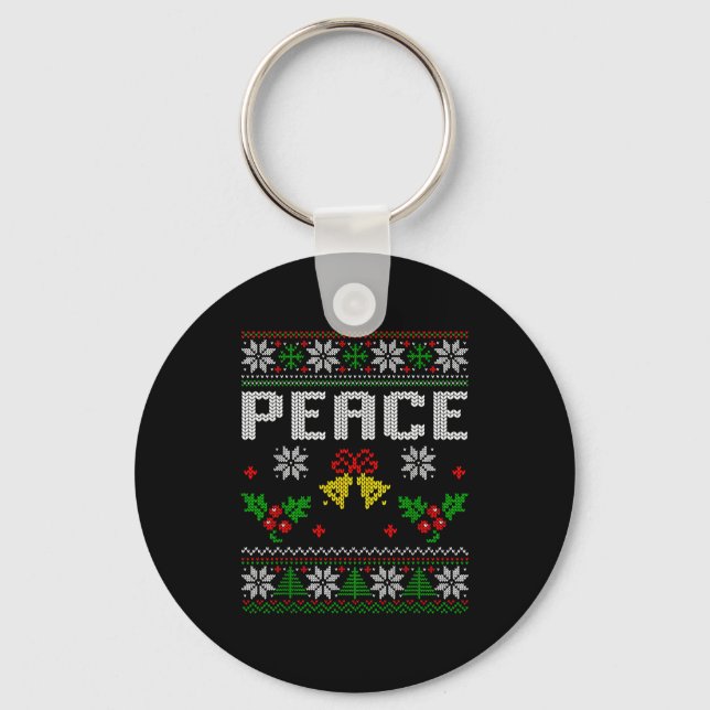 Porte-clés Peace I Come In Peace Couple Matching Ugly Christm (Recto)