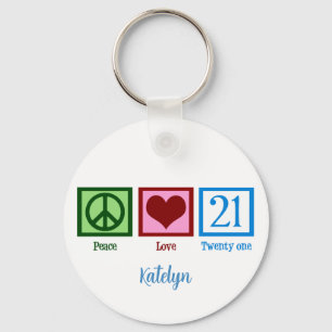 Porte-clés Peace Love 21 Cute Custom 21e anniversaire