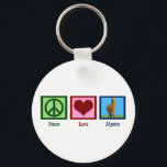 Porte-clés Peace Love Alpaca<br><div class="desc">J'adore les alpacas mignons. Un joli alpaga à côté d'un signe de paix et d'un coeur.</div>