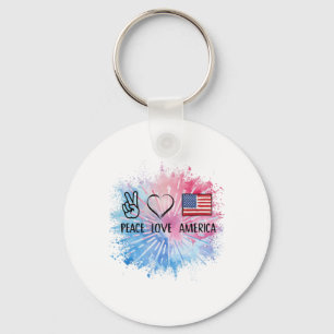 Porte-clés Peace Love America Tie Dye 4 juillet Patriotique F