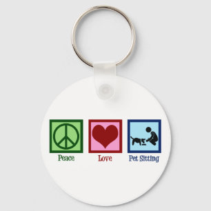 Porte-clés Peace Love Animal Sitting Chien Service de marche