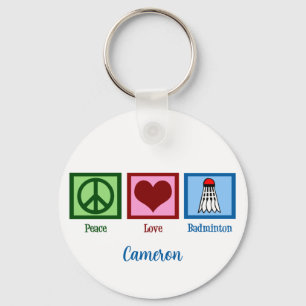Porte-clés Peace Love Badminton