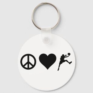 Porte-clés Peace Love Basketball