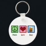 Porte-clés Peace Love Beer<br><div class="desc">Un signe de paix,  un coeur et une tasse de bière mousseuse pour le buveur en vous. Peace Love Bière cadeau porte - clé pour un barman ou quelqu'un qui aime boire de la bière.</div>