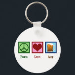 Porte-clés Peace Love Beer<br><div class="desc">Un signe de paix,  un coeur et une tasse de bière mousseuse pour le buveur en vous. Peace Love Bière cadeau porte - clé pour un barman ou quelqu'un qui aime boire de la bière.</div>