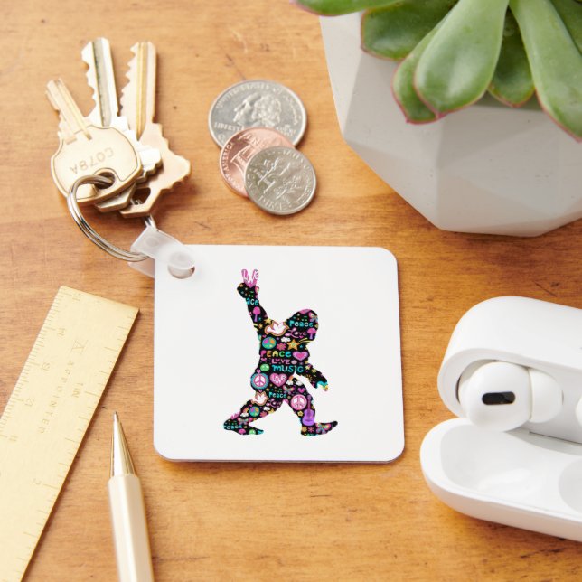 Porte-clés Peace Love Bigfoot Hippie Funny Bigfoot Lover (Bureau)