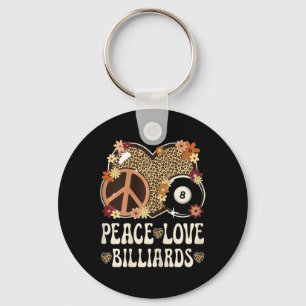 Porte-clés Peace Love Billiards Lover Empreinte de léopard Gi