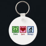 Porte-clés Peace Love Biology Teacher<br><div class="desc">Cute biology teacher gifts for a bio professor. Peace Love Biology featuring a peace sign,  heart,  and microscope for science class.</div>