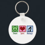 Porte-clés Peace Love Biology Teacher<br><div class="desc">Cute biology teacher gifts for a bio professor. Peace Love Biology featuring a peace sign,  heart,  and microscope for science class.</div>