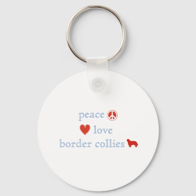 Porte-clés Peace Love Border Collies (Recto)